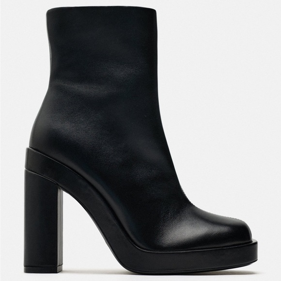 ZARA PLATFORM LEATHER HEELED ANKLE BOOTS - Picture 5 of 15